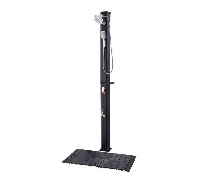 40 l saulės šildomas lauko dušas su rankiniu dušu ir grindų rinkiniu8