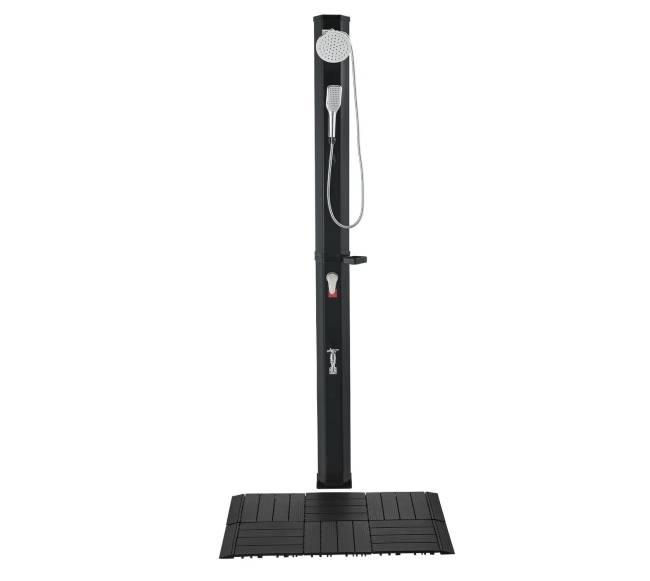 40 l saulės šildomas lauko dušas su rankiniu dušu ir grindų rinkiniu9