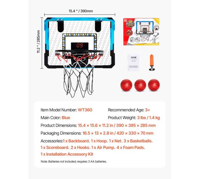 Vaikų krepšinio lankas su LED ir garso sistema6