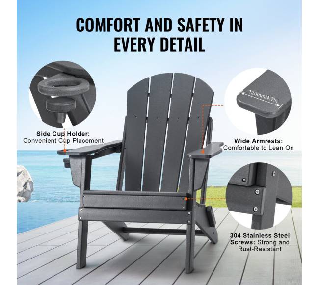 Plastikinės adirondak kėdės, pilka, 2 vnt.4