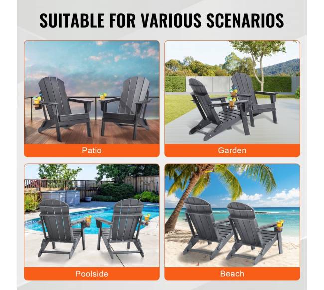 Plastikinės adirondak kėdės, pilka, 2 vnt.5