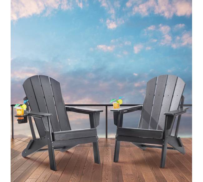 Plastikinės adirondak kėdės, pilka, 2 vnt.7