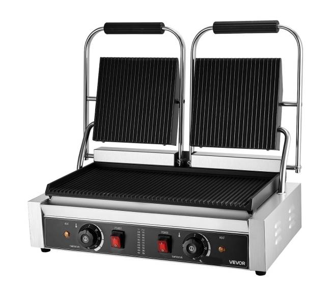 Komercinis panini grilio presas su lėkšte0