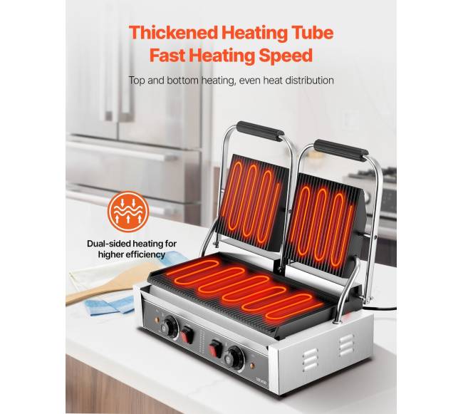 Komercinis panini grilio presas su lėkšte1