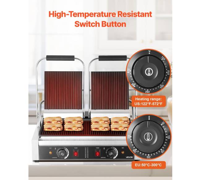 Komercinis panini grilio presas su lėkšte4