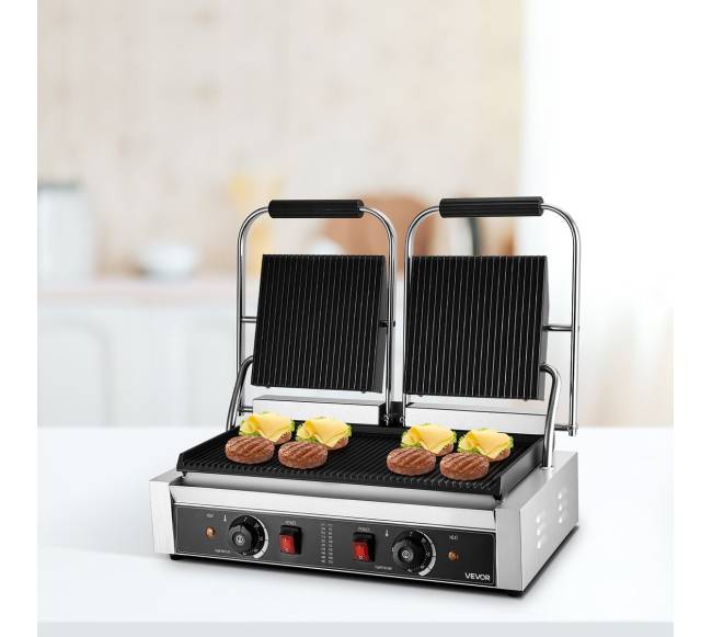 Komercinis panini grilio presas su lėkšte7