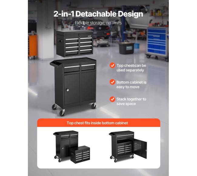 Riedantis įrankių vežimėlis, 2 viename, 5 stalčiai1