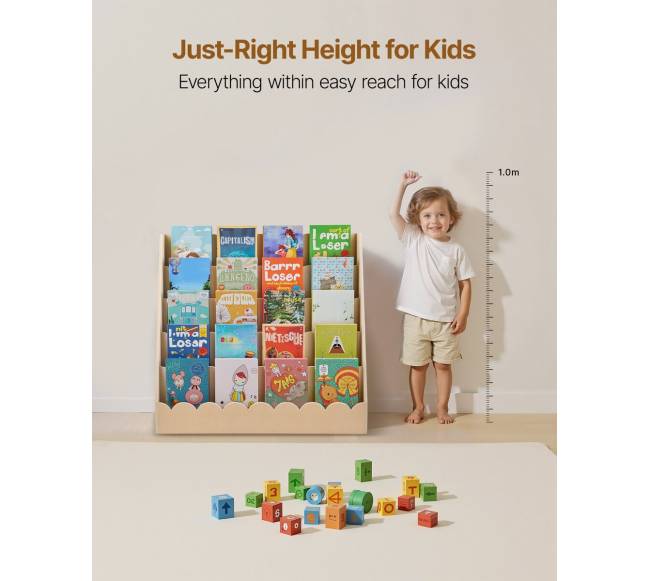 Vaikiška montessori knygų lentyna, 5 aukštų4