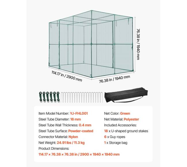 augalo apsauga 2,9 x 1,94 x 1,94 m augalų tentas su užsegama durimis6