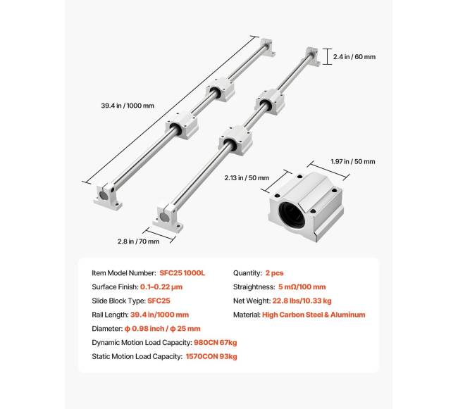 linijinių bėgių komplektas 1000 mm6
