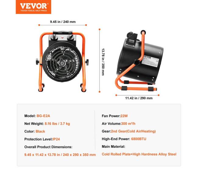 Šiltnamio šildytuvas 2000W su apsauga nuo perkaitimo6