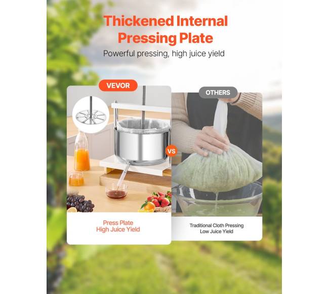 Vaisių vyno presas 12L nerūdijančio plieno1