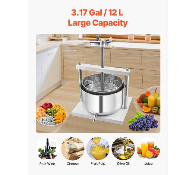 Vaisių vyno presas 12L nerūdijančio plieno2