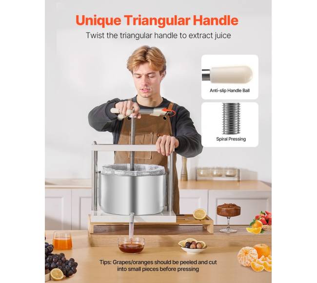 Vaisių vyno presas 12L nerūdijančio plieno3