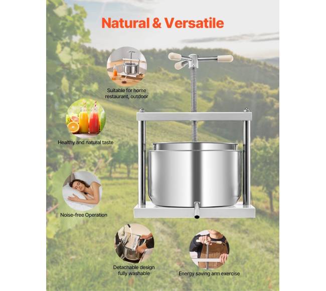 Vaisių vyno presas 12L nerūdijančio plieno5