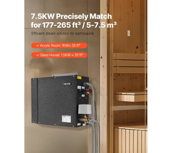 Garų generatorius, 7,5 kW garų dušo sistema su valdikliu1