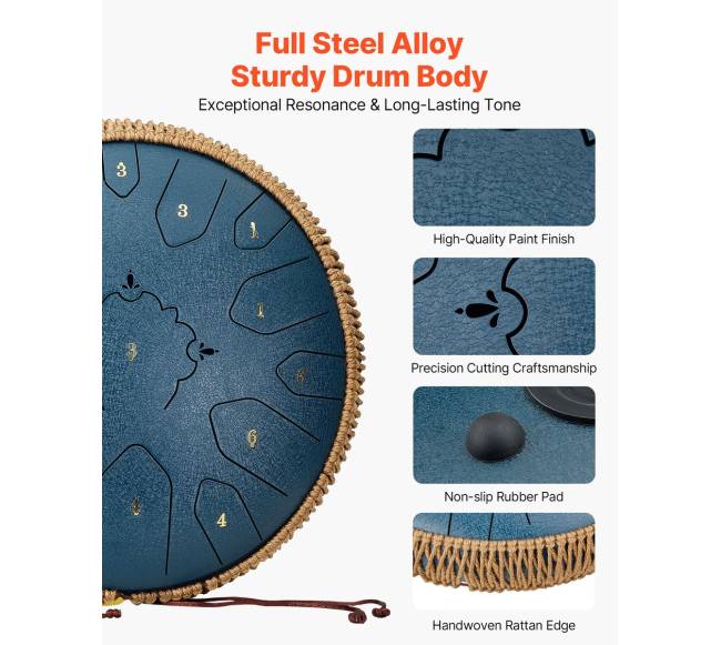 Plieninis liežuvėlių būgnas 33 cm, 15 natų1