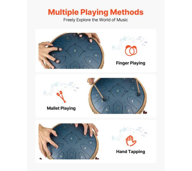 Plieninis liežuvėlių būgnas 33 cm, 15 natų3