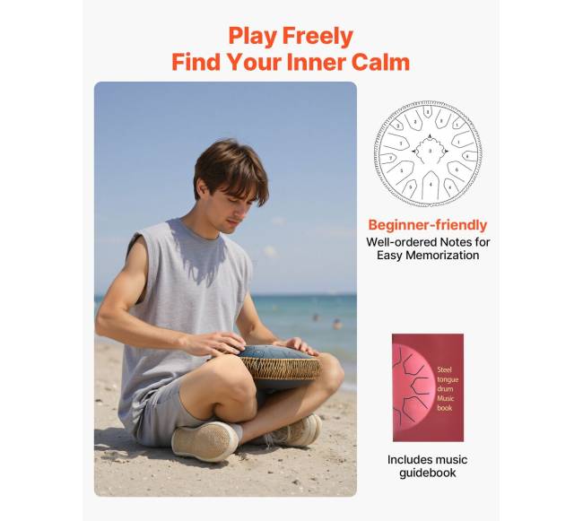 Plieninis liežuvėlių būgnas 33 cm, 15 natų4