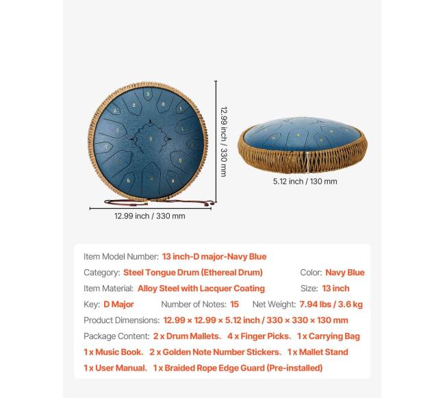 Plieninis liežuvėlių būgnas 33 cm, 15 natų6