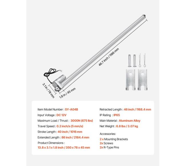12V linijinis pavaros mechanizmas 101 cm6