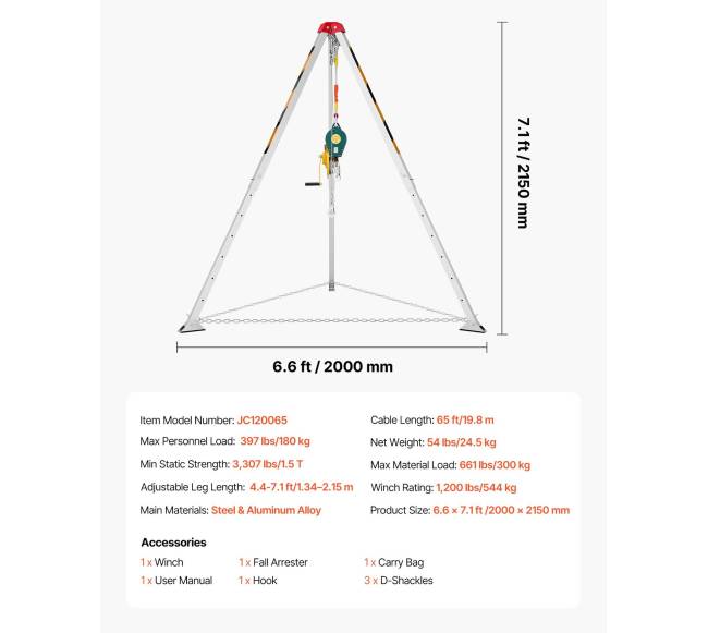 Uždaroje erdvėje gelbėjimo trikojis su gervės kėlimu6