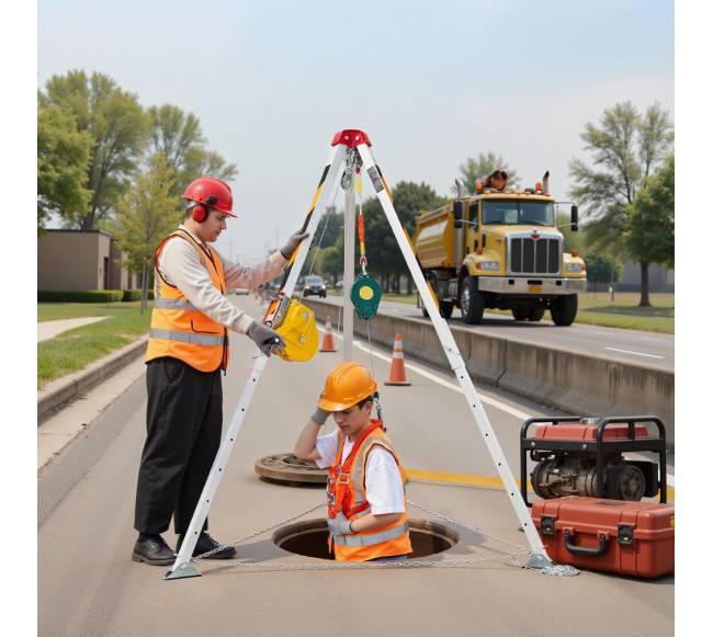 Uždaroje erdvėje naudojamas trikojo keltuvas7