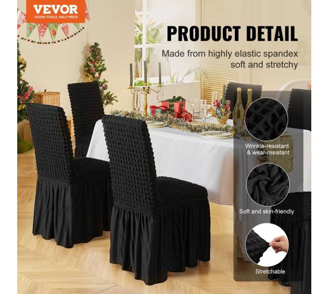 4 dalių universalūs juodi kėdžių užvalkalai1