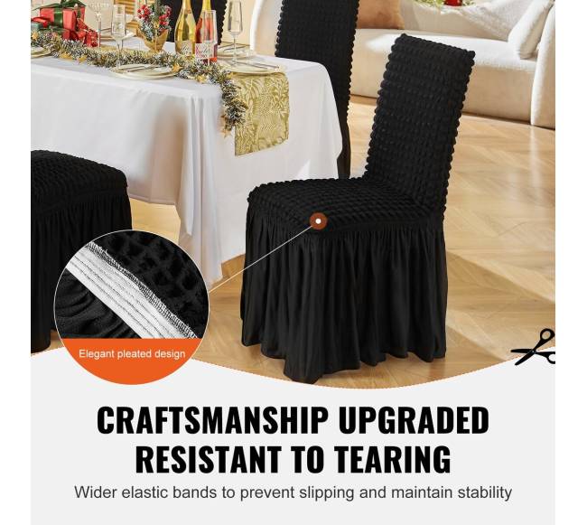 4 dalių universalūs juodi kėdžių užvalkalai2