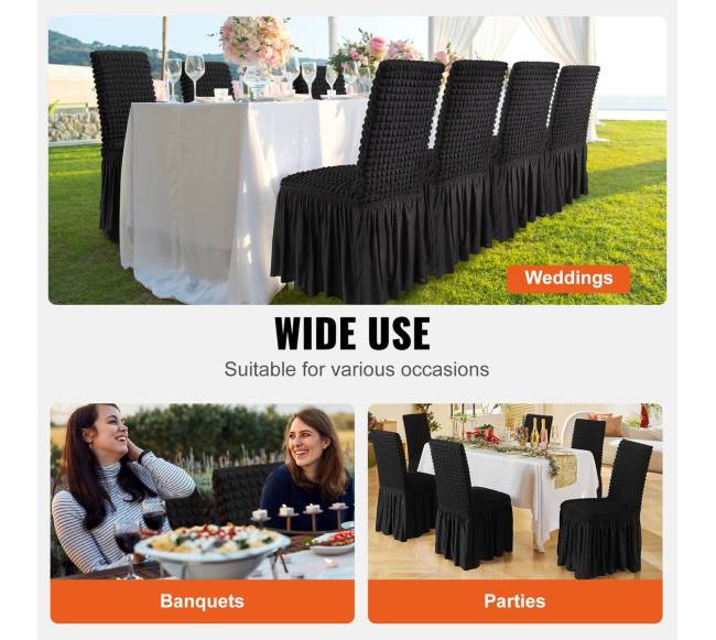 4 dalių universalūs juodi kėdžių užvalkalai5