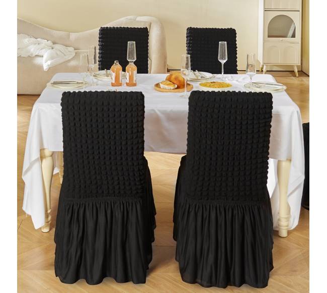 4 dalių universalūs juodi kėdžių užvalkalai7