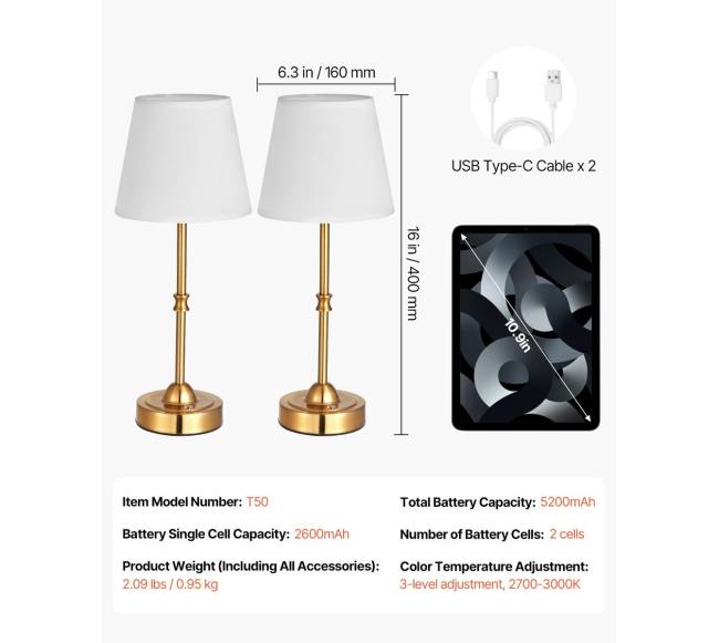 Belaidė stalinė lempa 2 vnt. įkraunama6