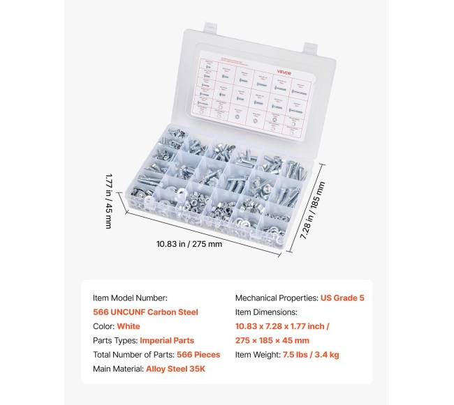 566 dalių varžtų ir veržlių rinkinys baldams6