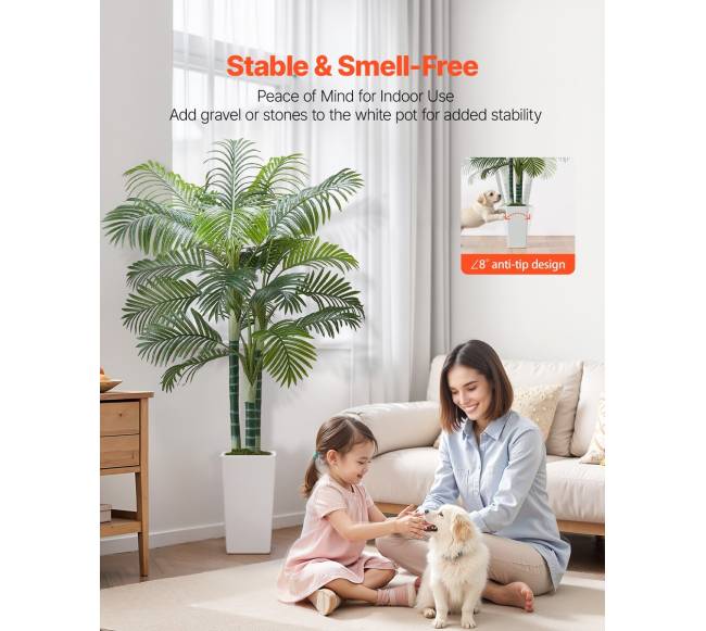 Dirbtinė arekos palmė su baltu vazonu2