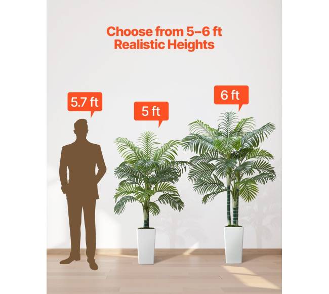 Dirbtinė arekos palmė su baltu vazonu5