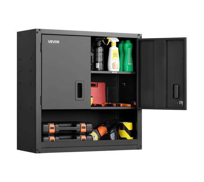 Metalinė sieninė spintelė su reguliuojamomis lentynomis0