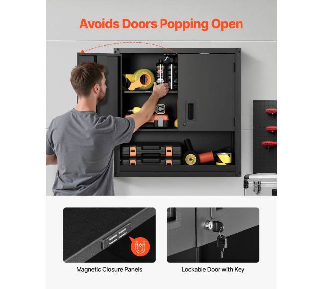 Metalinė sieninė spintelė su reguliuojamomis lentynomis3