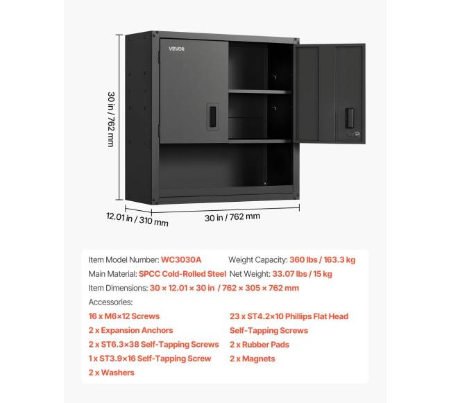 Metalinė sieninė spintelė su reguliuojamomis lentynomis6