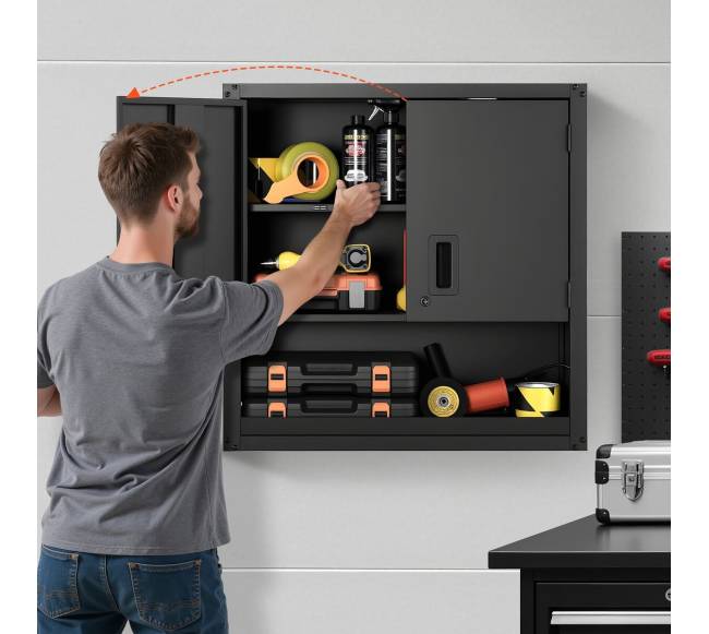 Metalinė sieninė spintelė su reguliuojamomis lentynomis7