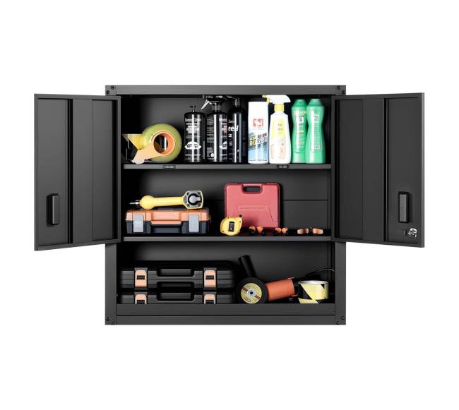 Metalinė sieninė spintelė su reguliuojamomis lentynomis8