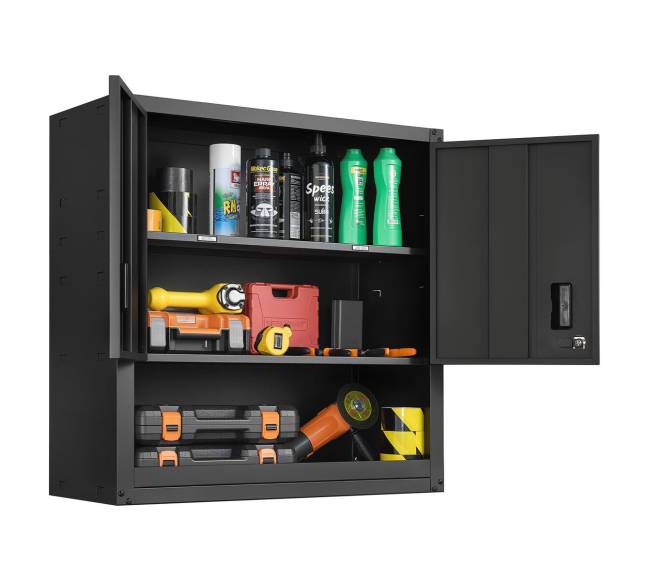 Metalinė sieninė spintelė su reguliuojamomis lentynomis9