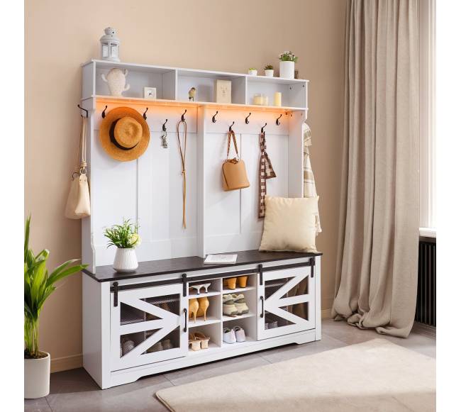 Medinė prieškambario kabyklą su suoliuku7