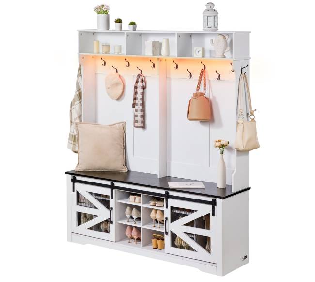 Medinė prieškambario kabyklą su suoliuku8