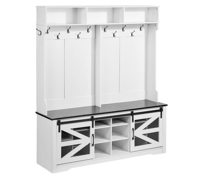 Medinė prieškambario kabyklą su suoliuku9