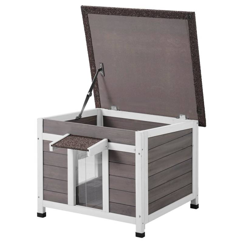 Lauko katės namelis su atveriamu stogu0