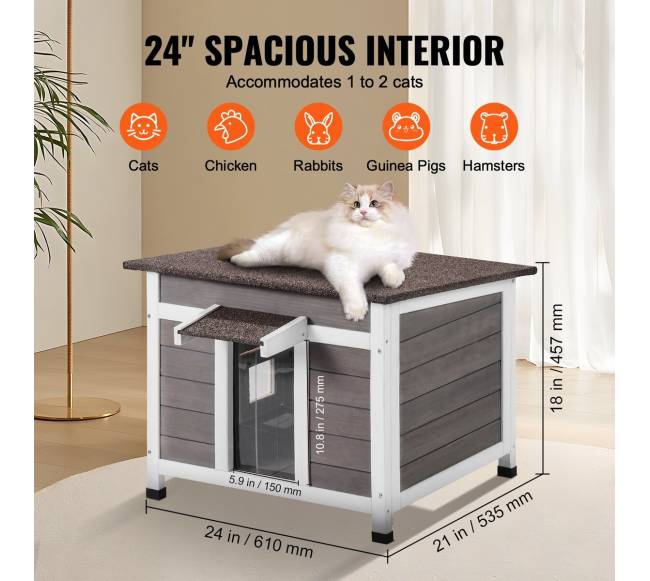 Lauko katės namelis su atveriamu stogu5