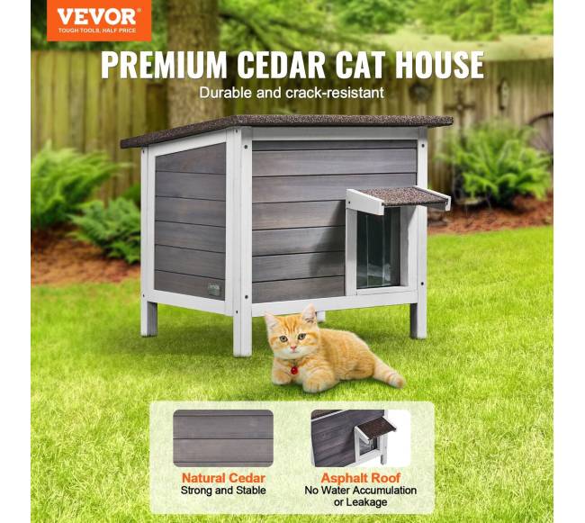 lauko katės medinis namelis su stogu1