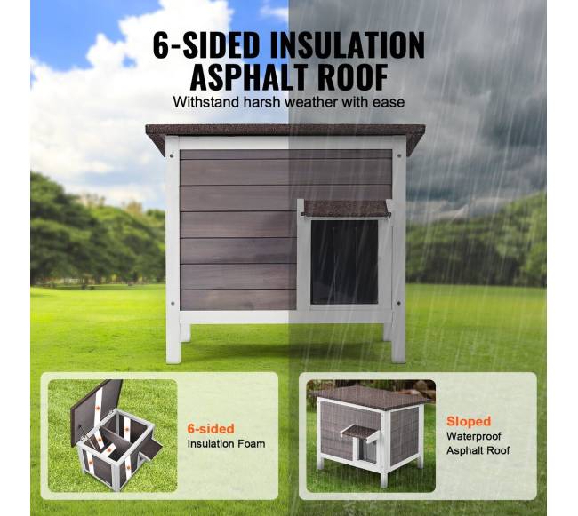 lauko katės medinis namelis su stogu2