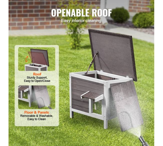 lauko katės medinis namelis su stogu3