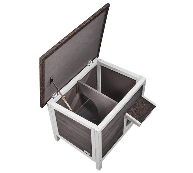 lauko katės medinis namelis su stogu9